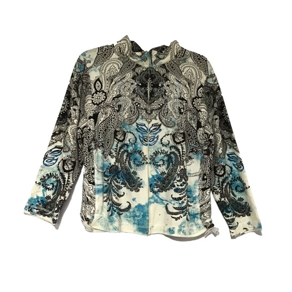 Onque Casuals Jacket Womens Med Black Blue Rhinestones Festival Fairy Whimsigoth - Picture 2 of 16